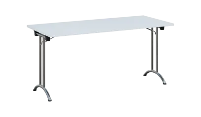 SLC 160 chrom skládací jednací stůl 1600x700, deska 25 mm, podnož chrom, deska bílá